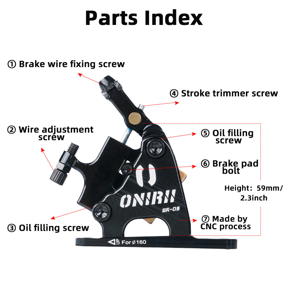 ONIRII BR-05 Mechanical Wire Pull Hydraulic Disc Brake Calipers Flat Mount Oil Disc Brake for Road Bike Gravel Bicycle New