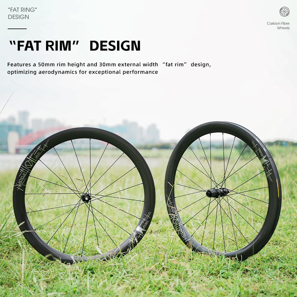VCYCLE VELO I Ultra-Lightweight Carbon Fiber Vacuum Wheels with 50mm Rim Height, HG Hub, and Wide Open-Spoke Road Carbon Wheels