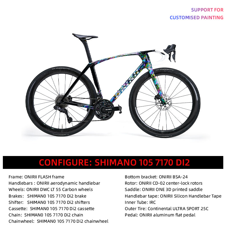 ONIRII FLASH Carbon Comprehensive Road Bike with Electronic Groupset 8170 7170 Di2 Handlebar Hydraulic Brake Hidden Cable Frame