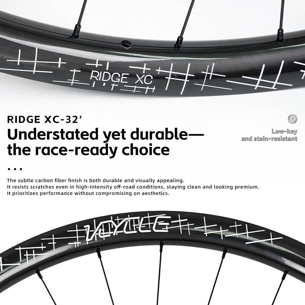 VCYCLE RIDGE XC 32-inch Mountain Bike Carbon Fiber Wheels, 15-110 12-157MM 28-hole MS HG XD Hub for XCO Racing Mountain Bikes