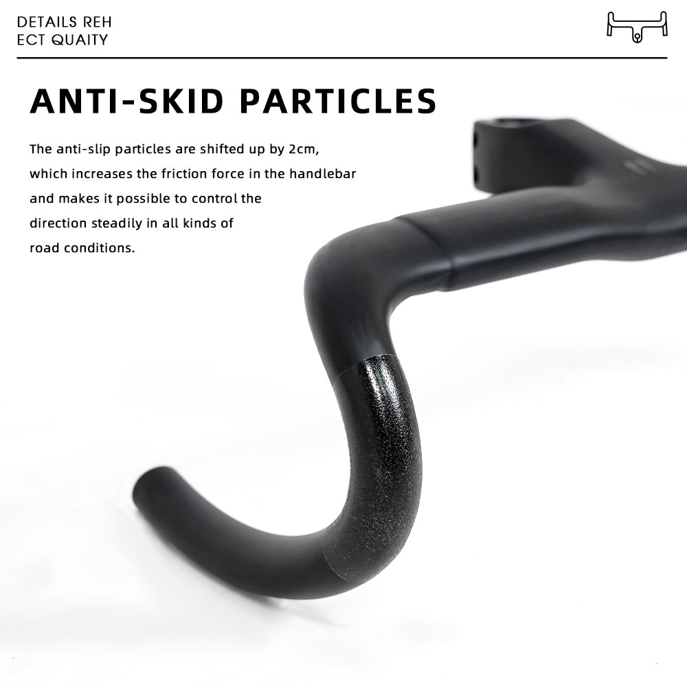 ONIRII Ultra-Light Carbon Fiber Aerodynamic Integrated Handlebars T800 with Internal Cable Routing and Non-Slip Grip—Suitable for Road Racing Bicycles