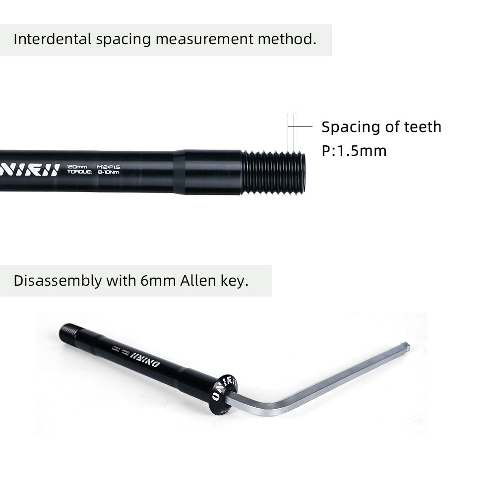 ONIRII Thru Axle 12mm for Road Bike Shaft Front/Rear Hub Skewers Front Fork Shaft Skewers12x142mm 12x100mm Wheel Axis Hub Shaft NEW