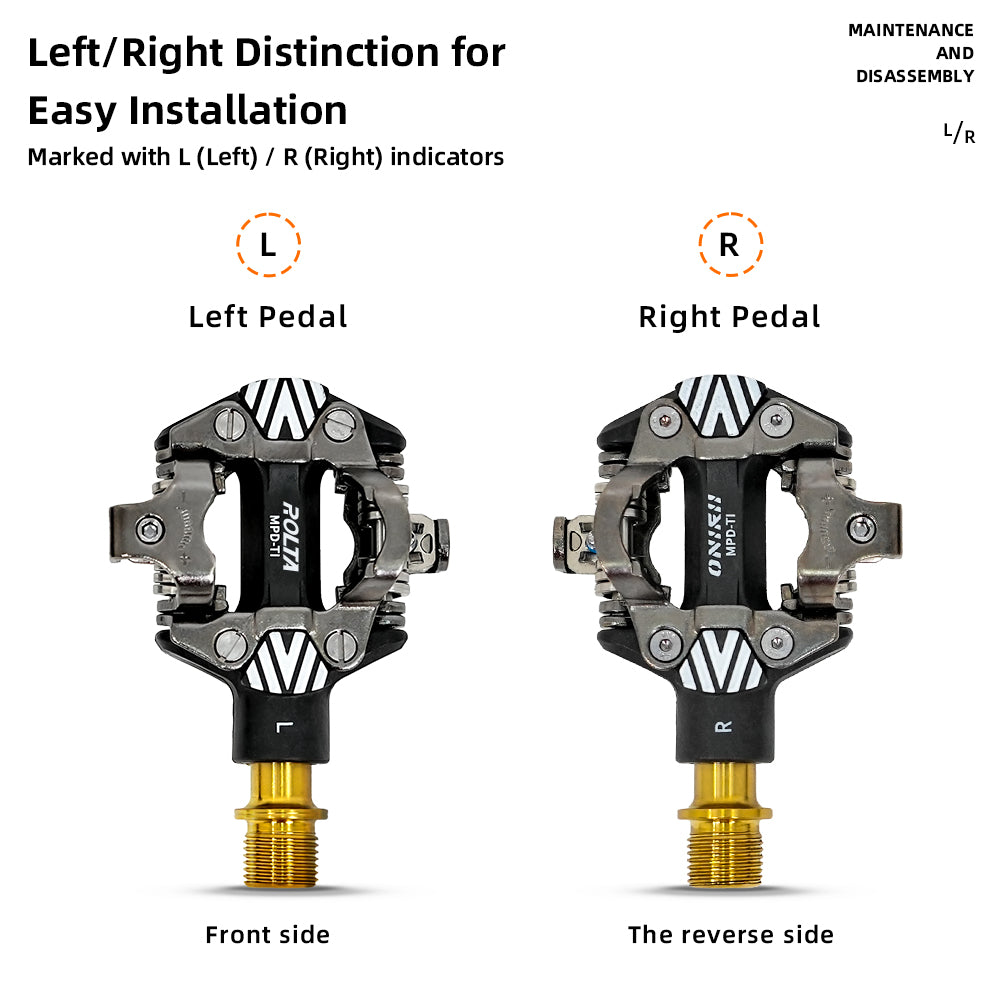 ONIRII M13-TI Titanium-Axle MTB Self-locking Pedal Injection-Molded Carbon SPD/SPD-SL for Mountain. Folding, Gravel Bike, BMX