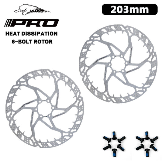 IIIPRO 203MM Bike Rotor 6 Bolts Brake Disc Floating Rotor with Screws for HD, AM, E-bike,Electric Gravel ,Street Climbing Bikes New