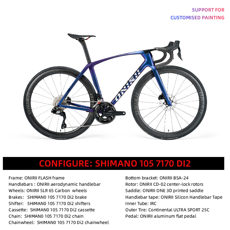 ONIRII FLASH Carbon Comprehensive Road Bike with Electronic Groupset 8170 7170 Di2 Handlebar Hydraulic Brake Hidden Cable Frame