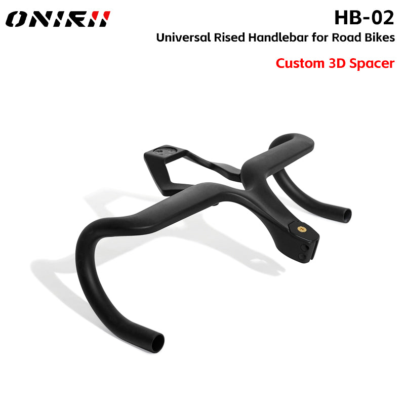 ONIRII HB 02 Universal Integrated Rised Handlebar Carbon Bars Fit 28.6 mm Head Tube with Stopwatch Holder Spacer for Road Bike