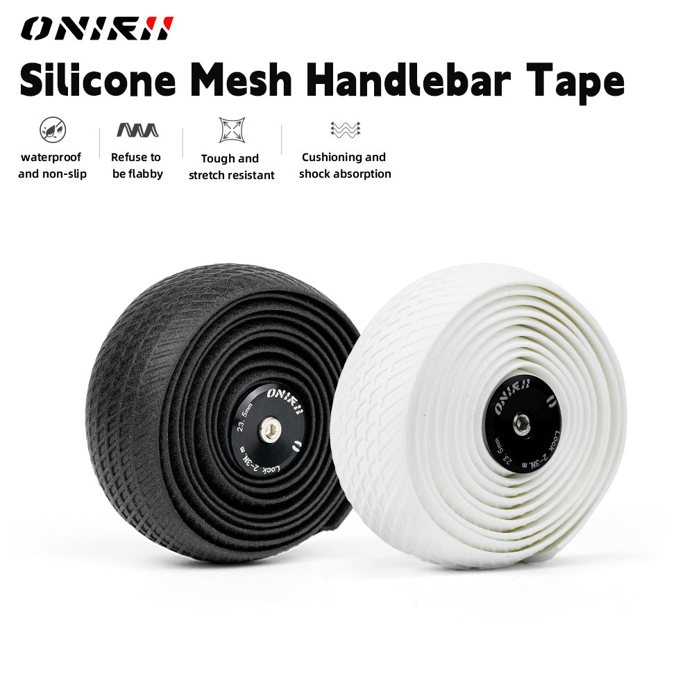 ONIRII Bike Handlebar Tape 2 Pcs with End Plug Silicone Bar Tape Shock Absorption Anti-slip Durable Cycling Wrap for Road Bike NEW