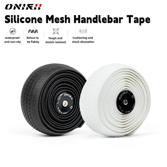 ONIRII Bike Handlebar Tape 2 Pcs with End Plug Silicone Bar Tape Shock Absorption Anti-slip Durable Cycling Wrap for Road Bike NEW