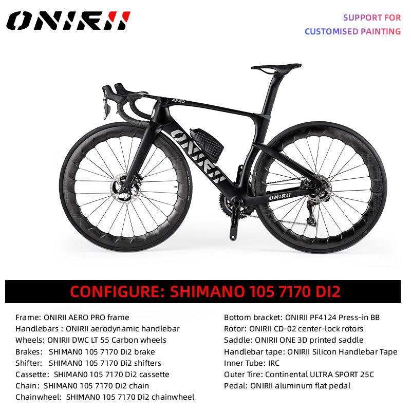 ONIRII AERO PRO Carbon Road Bike with Electronic Groupset 8170 7170 Di2 Handlebar Hydraulic Disc Brake Hidden Cable Frame NEW