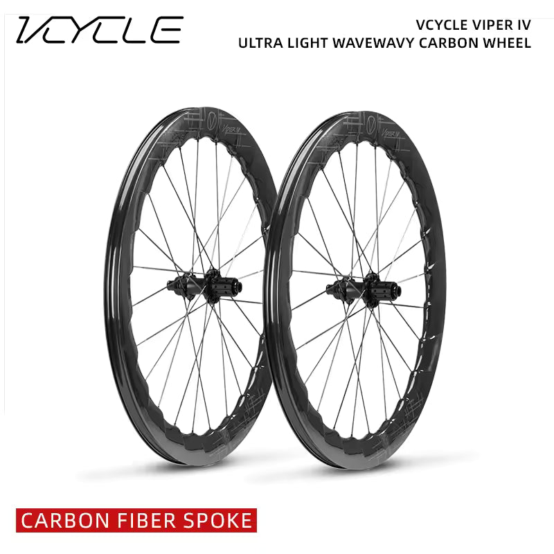 VCYCLE VIPER IV Wave Carbon Wheels Road Bike 700C Ultra-light Wheel Tubeless Ready 58mm Rim 24 Holes HG for Cycling Road Bicycle