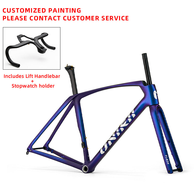 ONIRII FLASH Carbon Road Frame Hidden Cable Comprehensive with Integrated  Handlebar Fork, Headset, Seat Post for Road Bicycle with lift bar and GPS 