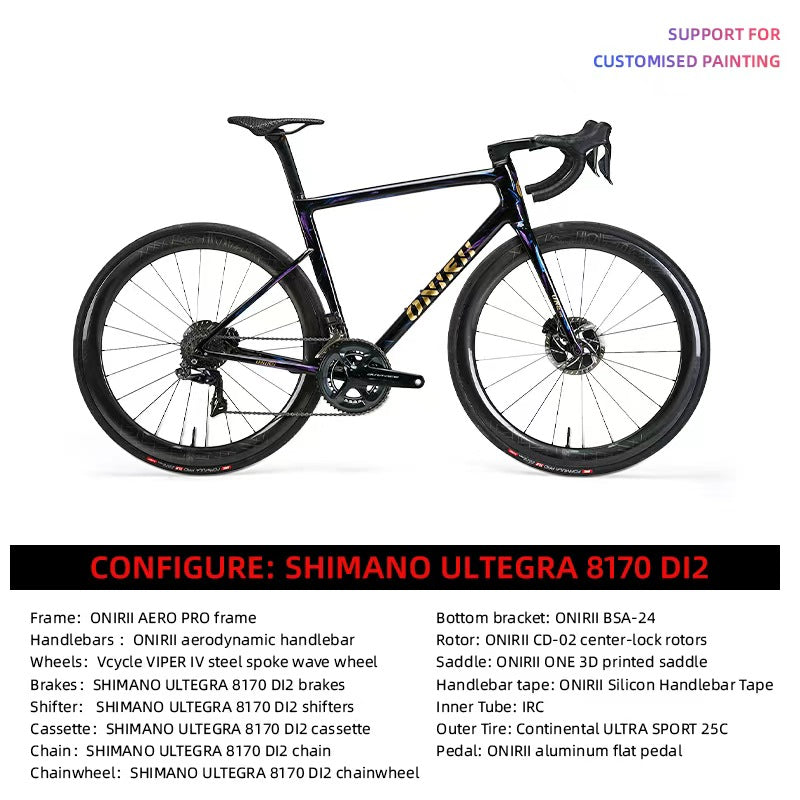 ONIRII ONE PRO Carbon Climbing Road Bike with Electronic Groupset 8170 7170 Di2 Handlebar Hydraulic Disc Brake Hidden Cable NEW