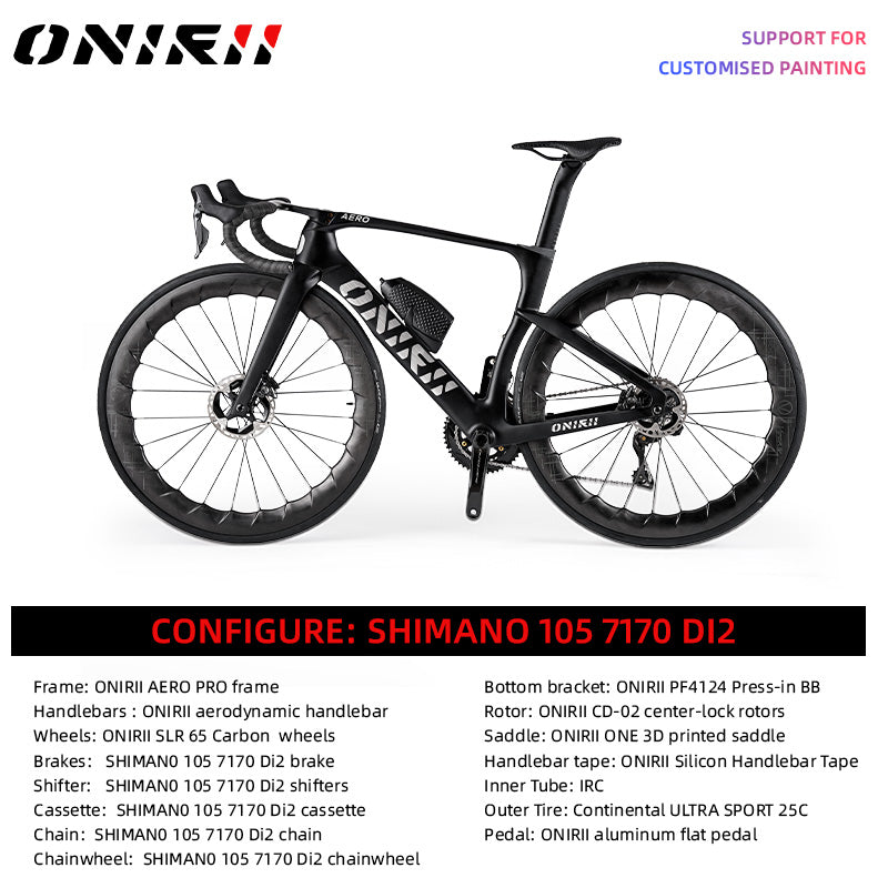 ONIRII AERO PRO Carbon Road Bike with Electronic Groupset 8170 7170 Di2 Handlebar Hydraulic Disc Brake Hidden Cable Frame NEW